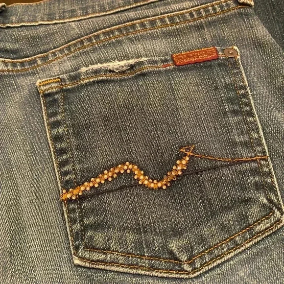 7 for all Mankind rhinestone pocket bootcut jeans - Picture 2 of 5